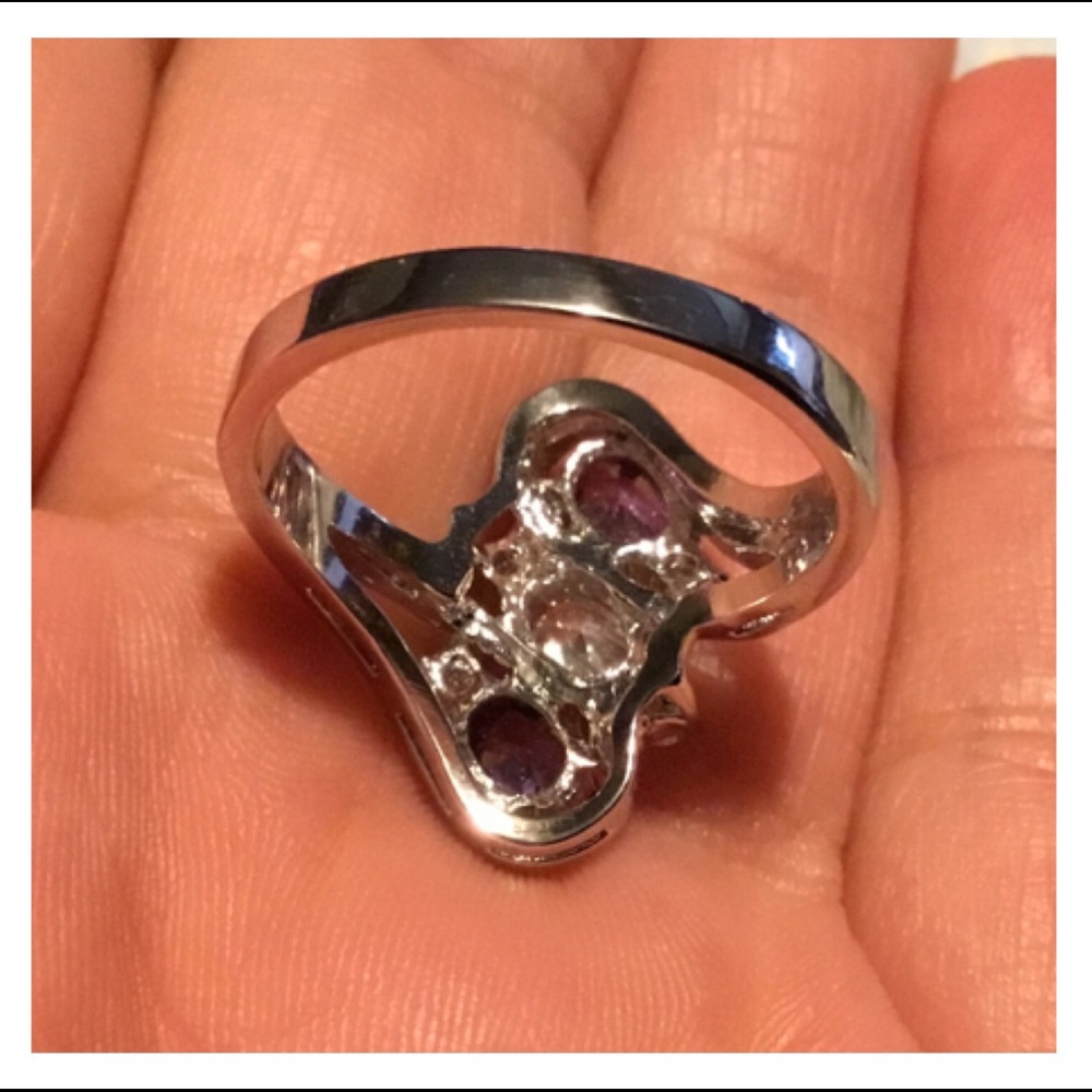 Radiant Purple Clear Gem Rhodium Ring - Picture 11 of 13